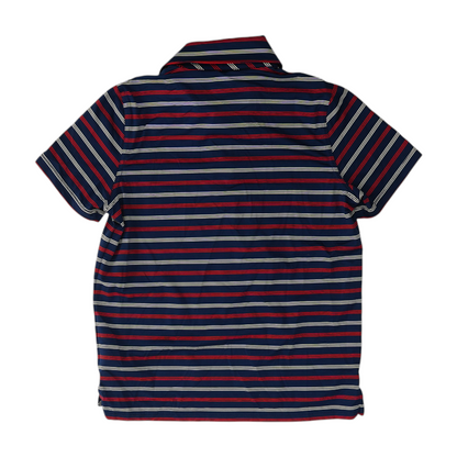 Navy Striped Short Sleeve Polo