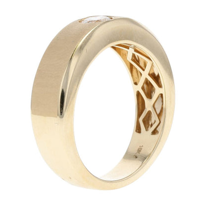 1/2 Ct 10K Gold Matte Finish Flush Set Round Lab Grown Diamond Band