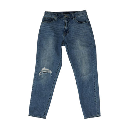 Blue Solid Mom Jeans