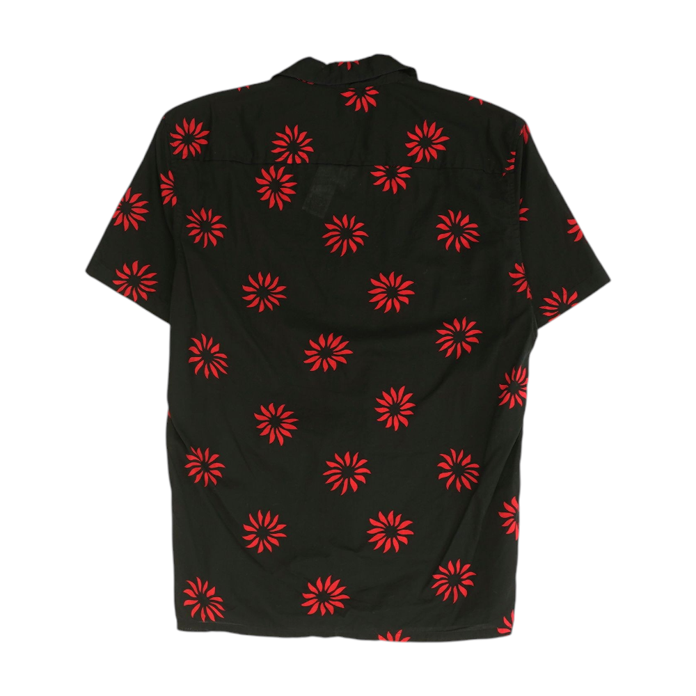 Black Floral Short Sleeve Button Down