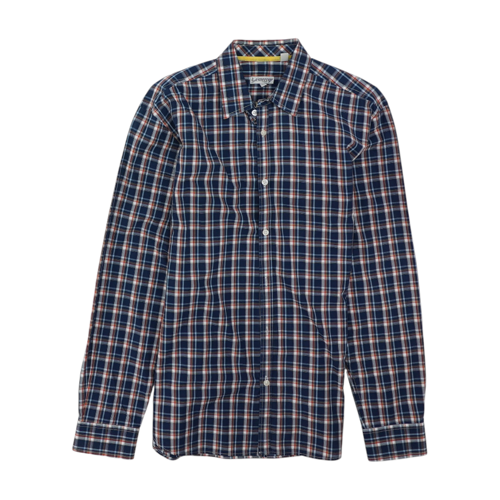 Navy Plaid Long Sleeve Button Down