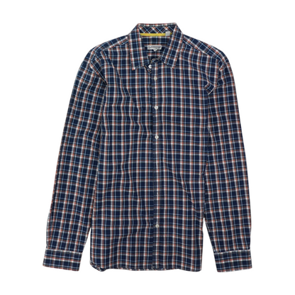 Navy Plaid Long Sleeve Button Down