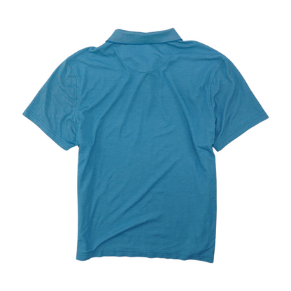 Blue Solid Short Sleeve Polo
