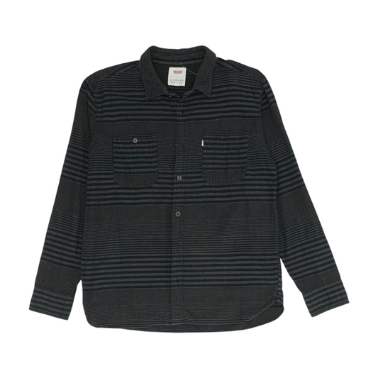 Black Striped Flannel Button Down
