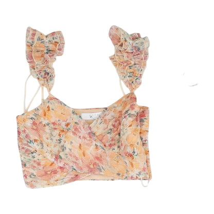 Peach Floral Cropped Blouse