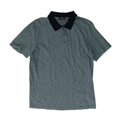 Blue Striped Short Sleeve Polo