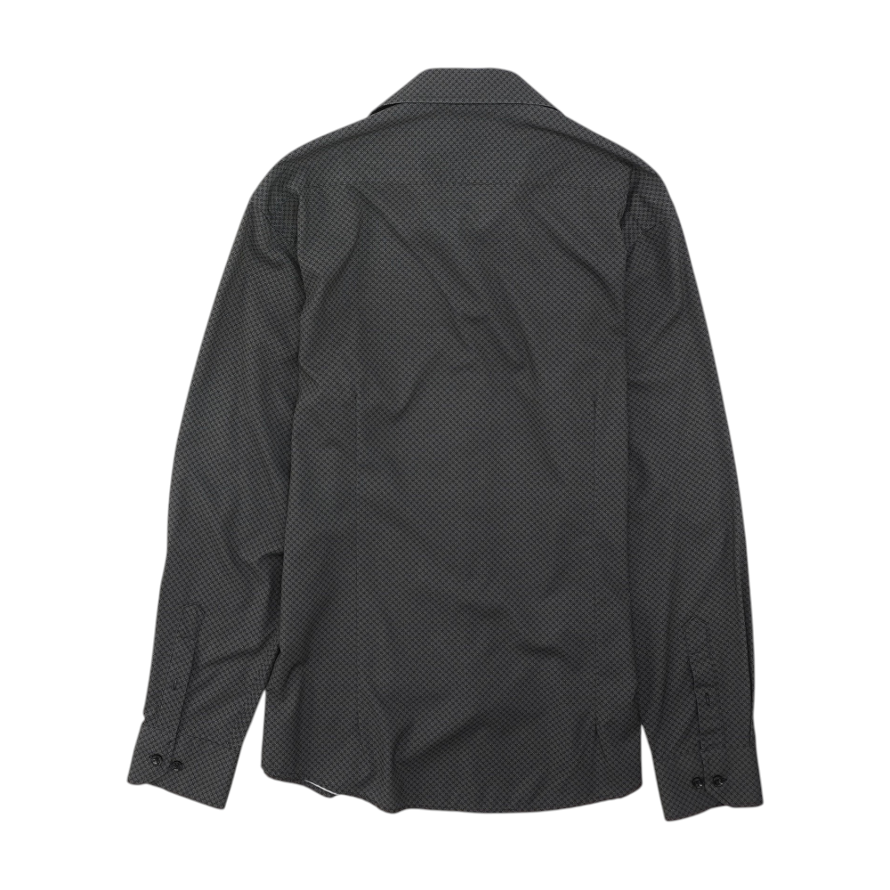 Gray Print Long Sleeve Button Down