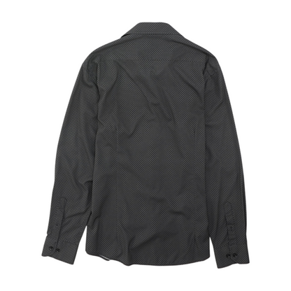 Gray Print Long Sleeve Button Down