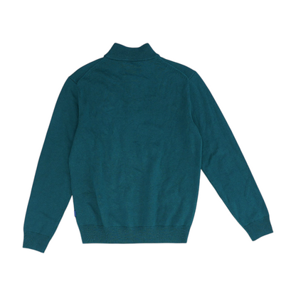 Green Solid 1/4 Zip Sweater