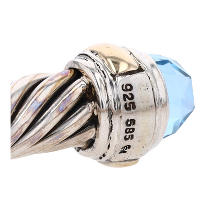 18K Sterling Silver Blue Topaz Cuff Bracelet