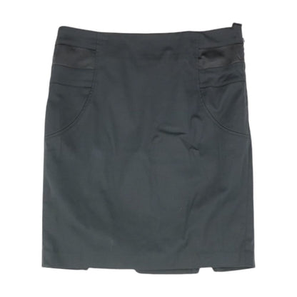 Black Solid Midi Skirt