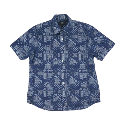 Navy Paisley Short Sleeve Button Down