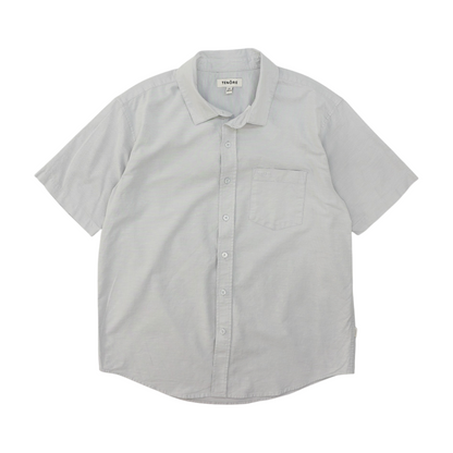 Gray Solid Short Sleeve Button Down