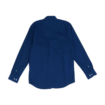 Navy Print Long Sleeve Button Down