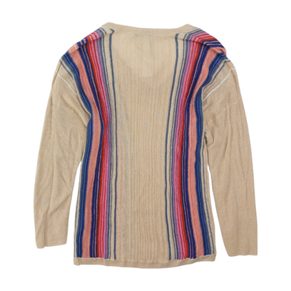 Beige Striped Pullover Sweater