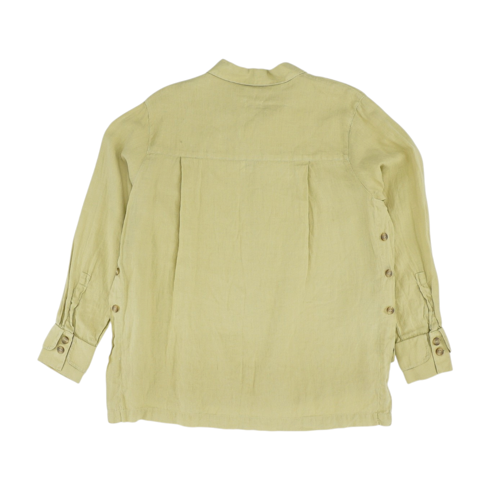 Beige Solid Long Sleeve Button Down