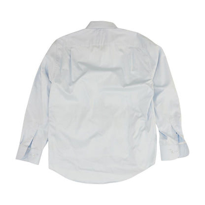 Blue Solid Long Sleeve Button Down