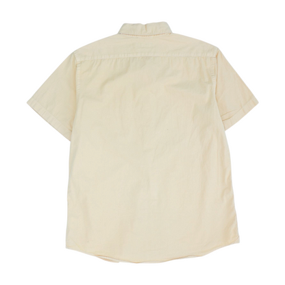 Orange Solid Short Sleeve Button Down