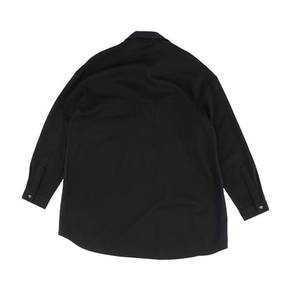 Navy Color Block Long Sleeve Button Down
