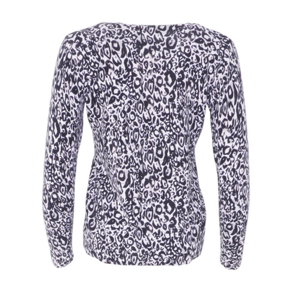 White Animal Print Cardigan Sweater