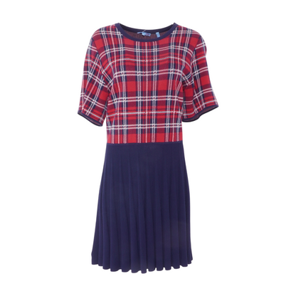 Navy Color Block Midi Dress