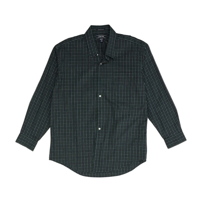 Green Plaid Long Sleeve Button Down