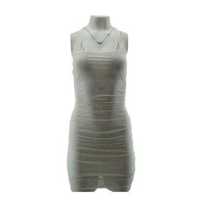 White Solid Midi Dress
