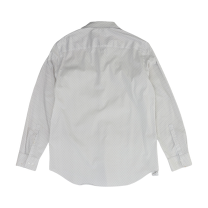 White Abstract Long Sleeve Button Down