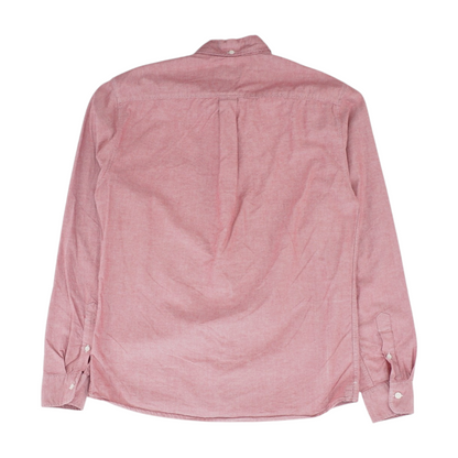 Red Solid Long Sleeve Button Down