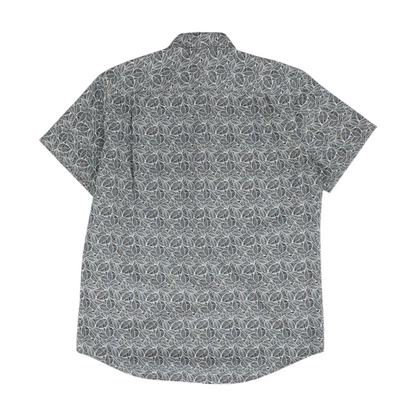 Black Print Short Sleeve Button Down