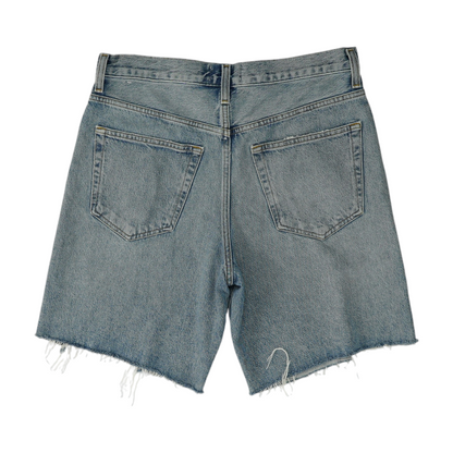 Blue Solid Denim Shorts