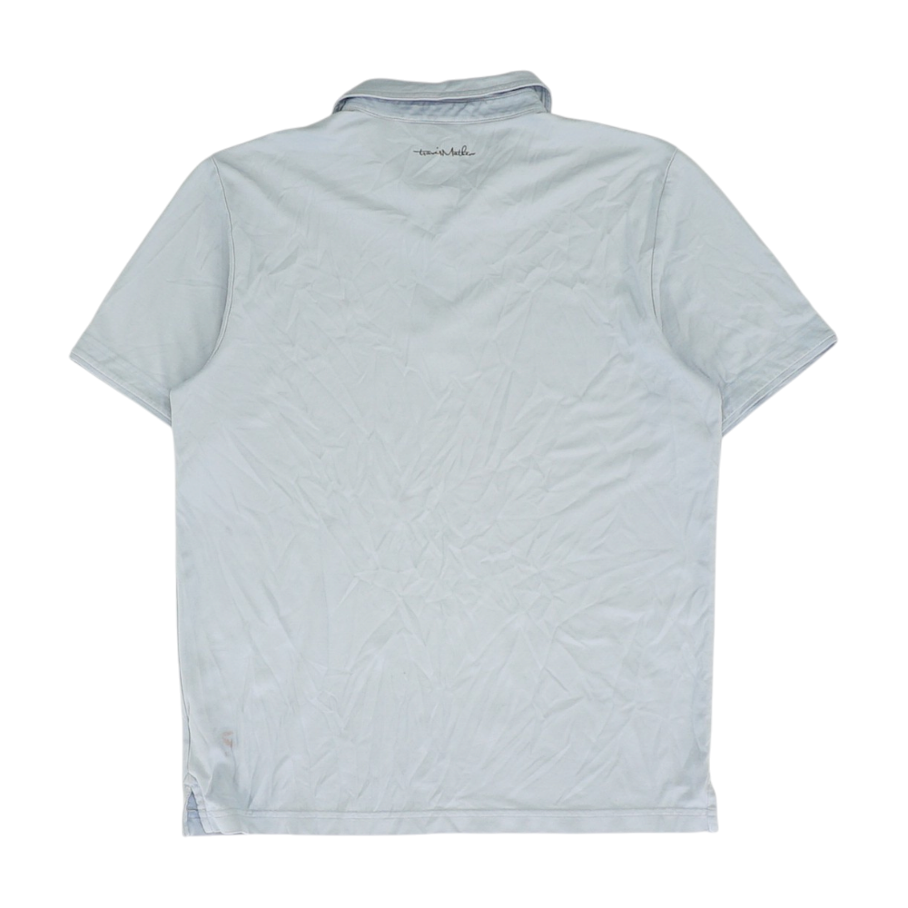 Blue Solid Short Sleeve Polo