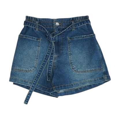 Navy Solid Denim Shorts