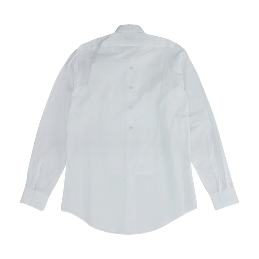 White Solid Tuxedo Button Down