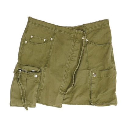 Green Solid Mini Skirt