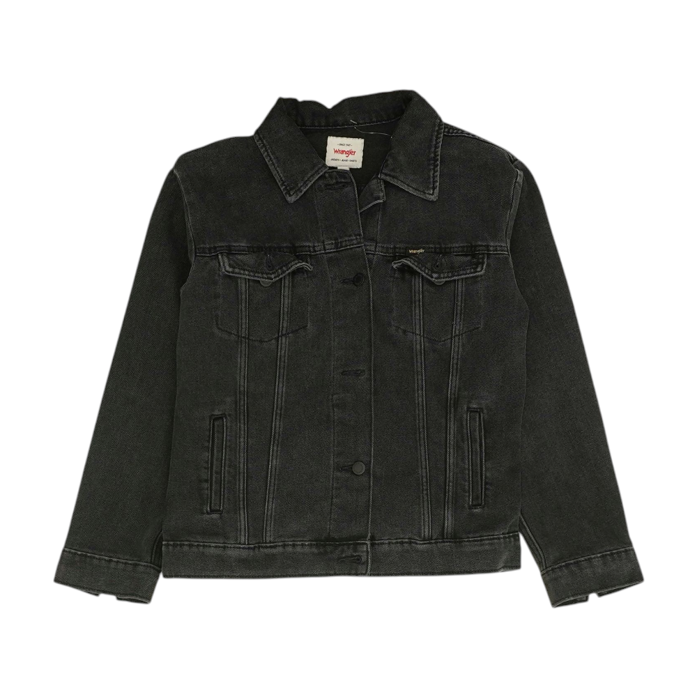 Black Solid Denim Jacket