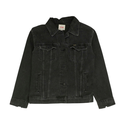 Black Solid Denim Jacket