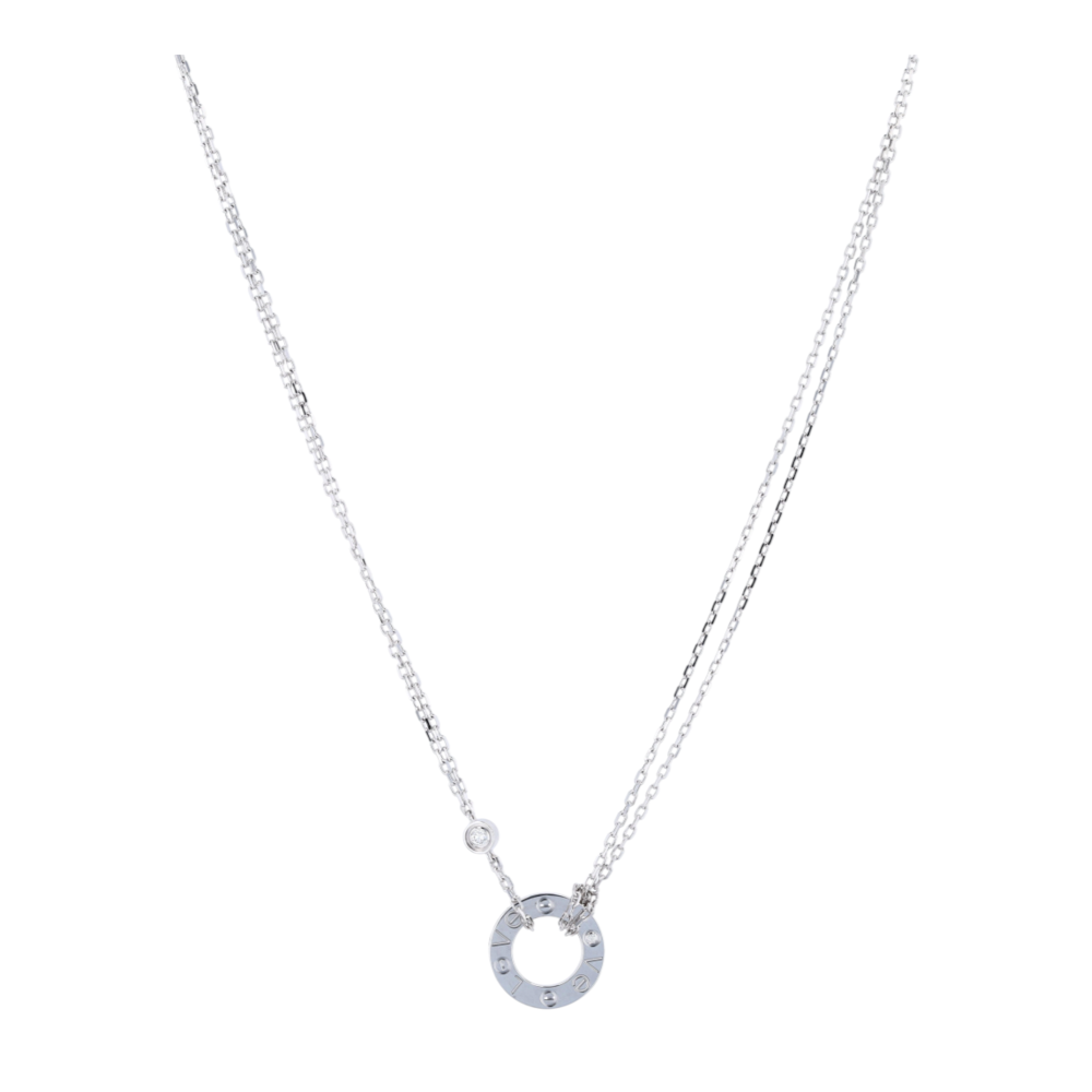 Cartier 18K White Gold Diamond Pendant Necklace – Image 1