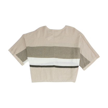 Beige Striped Pullover Sweater