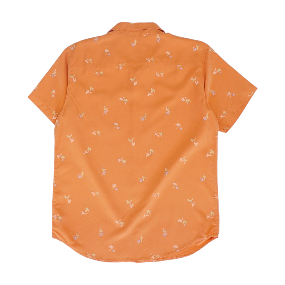 Orange Print Short Sleeve Button Down