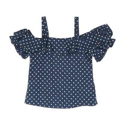 Blue Polka Dot Short Sleeve Blouse