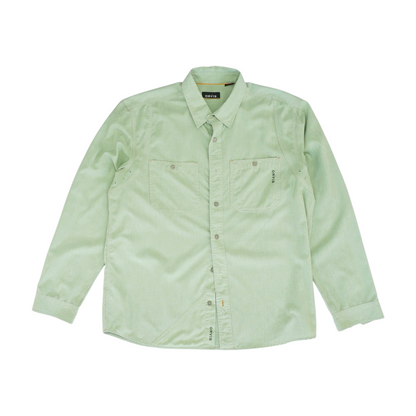 Green Solid Long Sleeve Button Down
