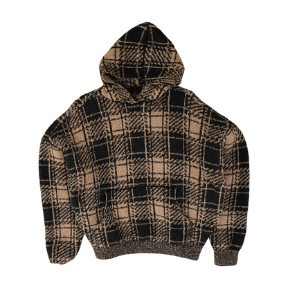 Brown Plaid Hoodie Pullover
