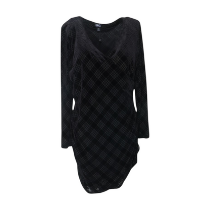 Black Petite Houndstooth Mini Dress