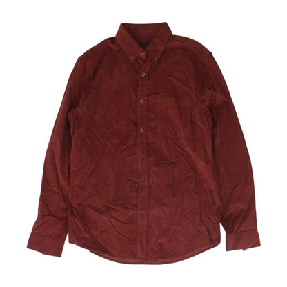 Maroon Solid Long Sleeve Button Down