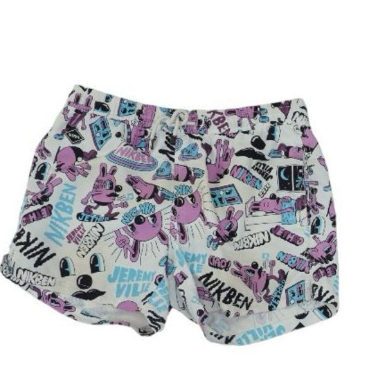 White Graphic Swim Shorts