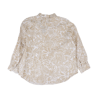 Beige Plus Floral Button Down