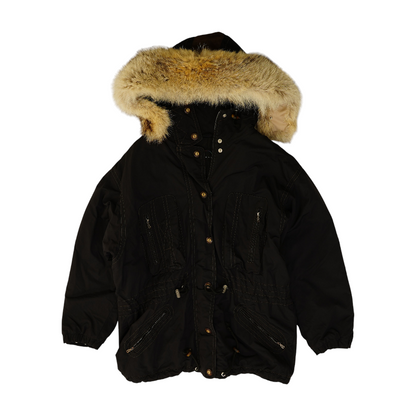 Vintage Fur-Trim Hooded Jacket