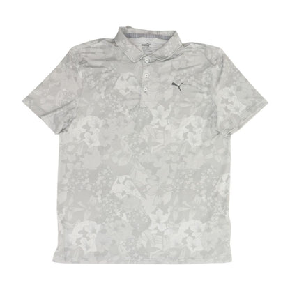Gray Floral Short Sleeve Polo