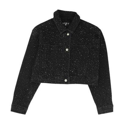 Black Solid Denim Jacket